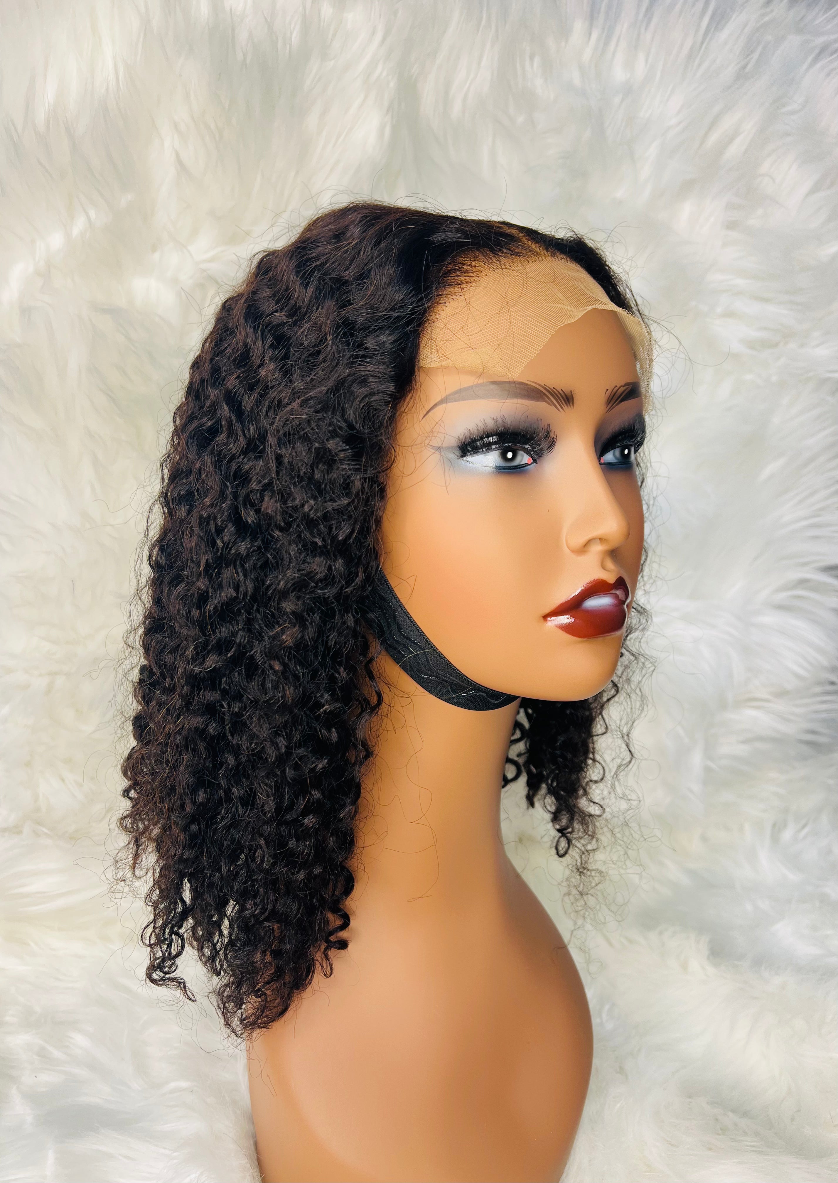 14" 5*5 Bob Wig Pixie Curl Black