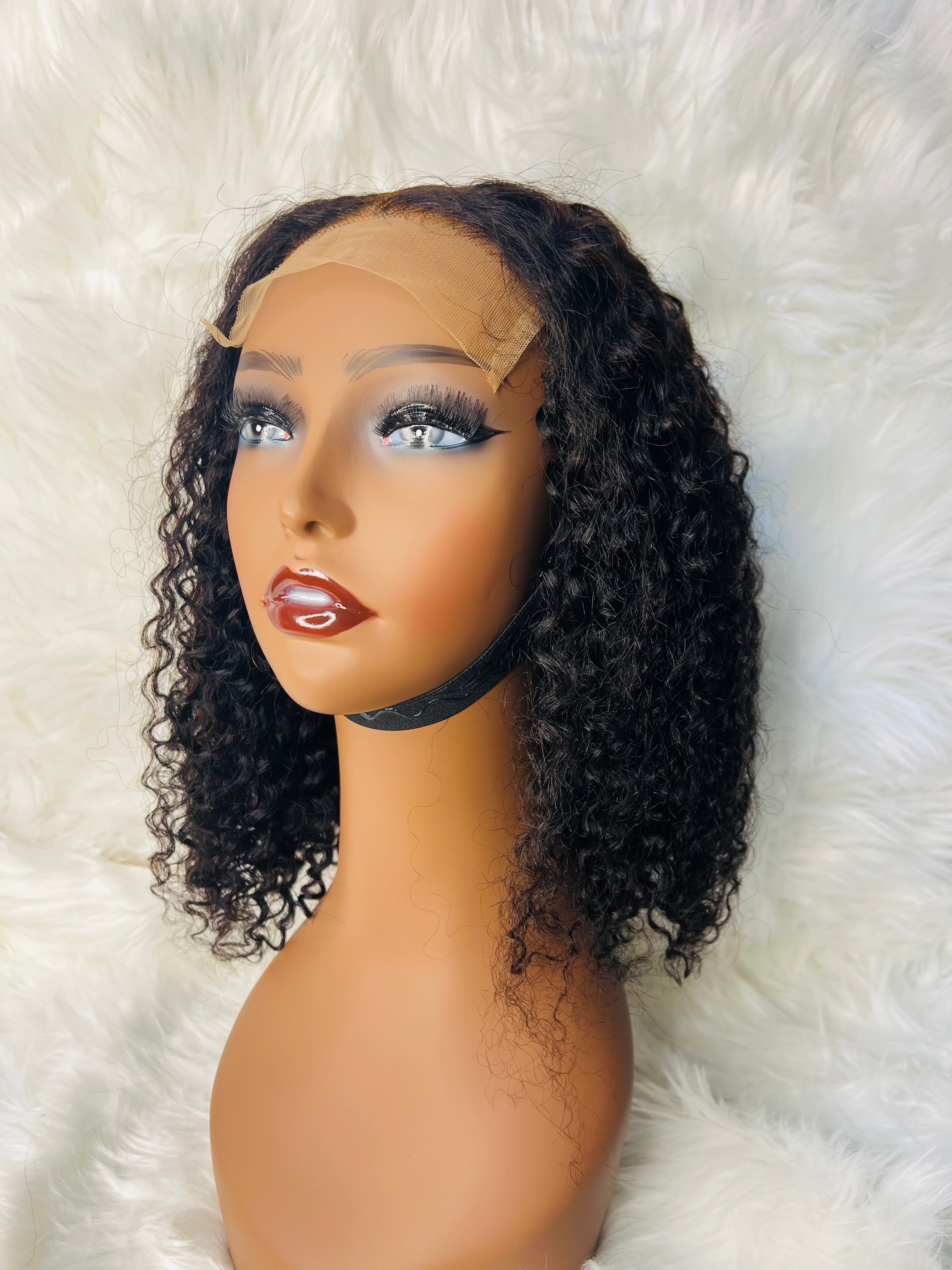 14" 5*5 Bob Wig Pixie Curl Black