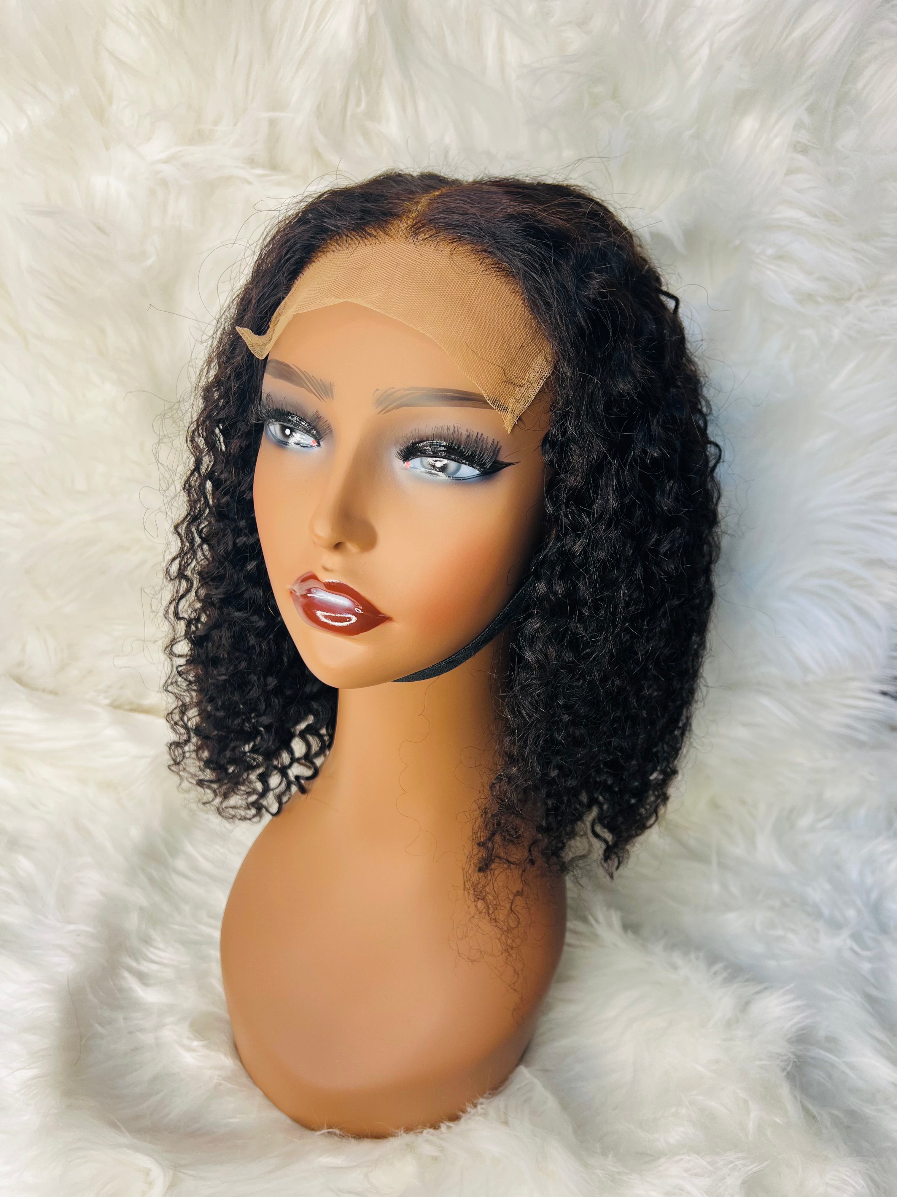 14" 5*5 Bob Wig Pixie Curl Black