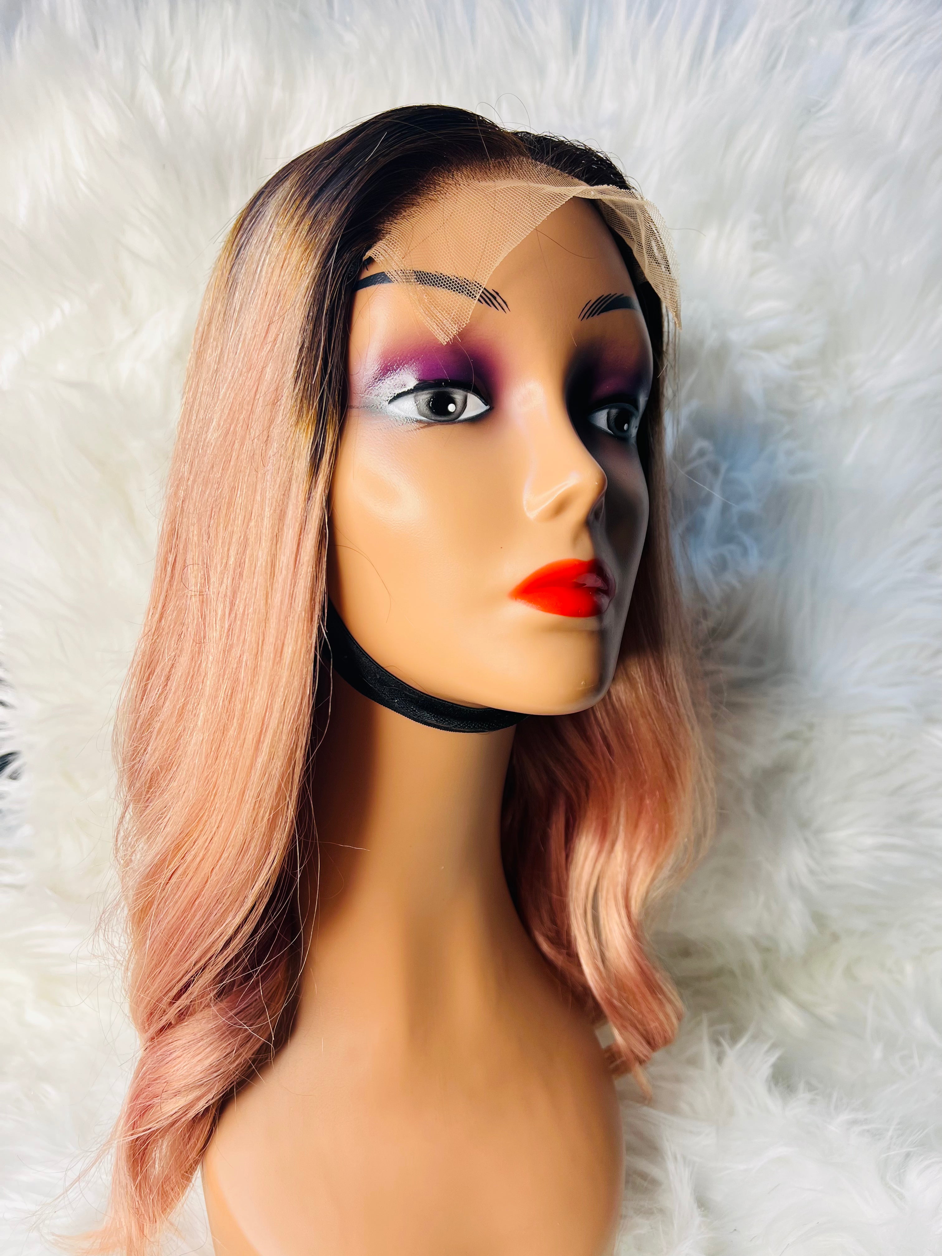 18" 5*5 Wig Black/Ash Blonde