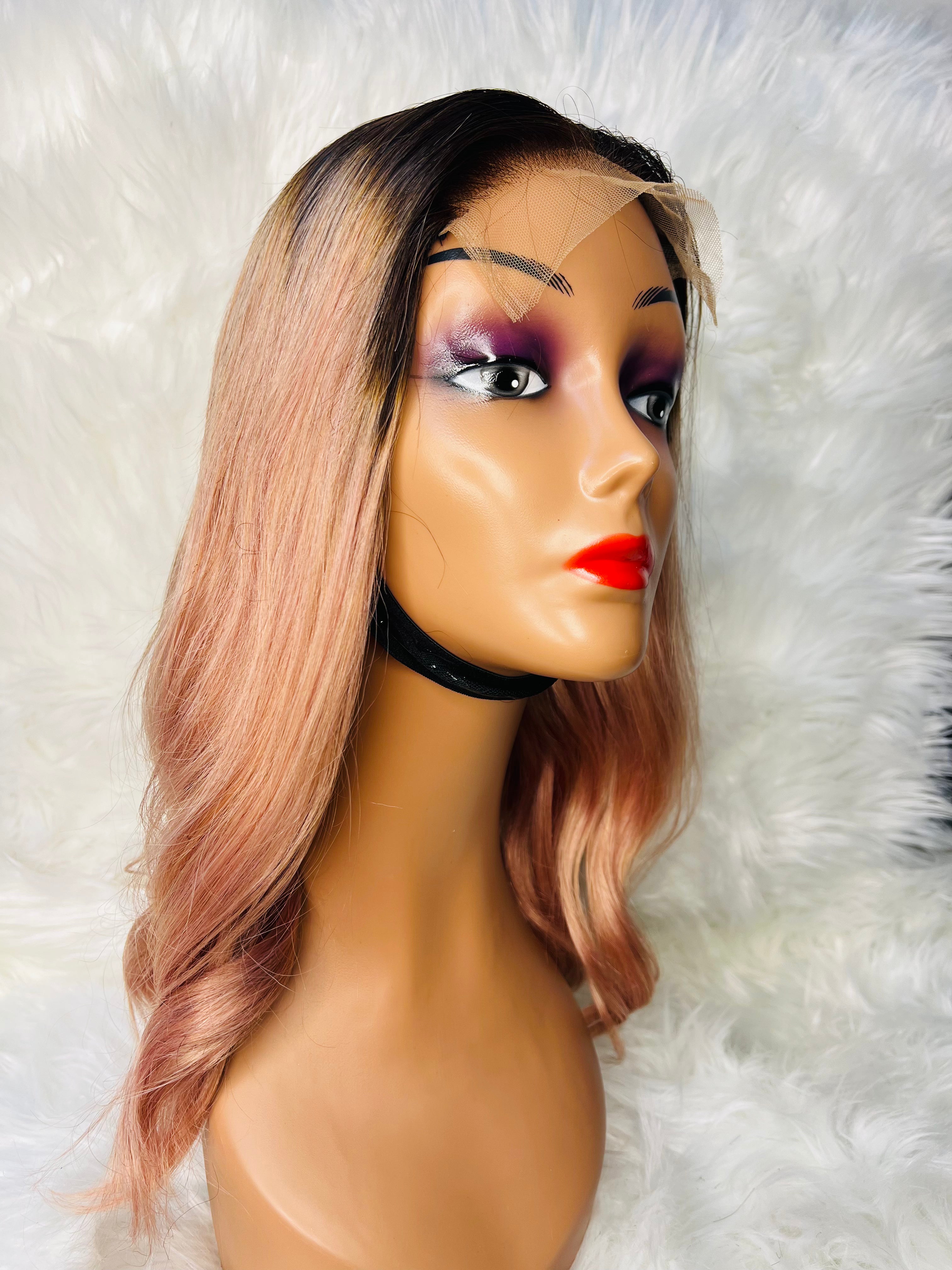 18" 5*5 Wig Black/Ash Blonde