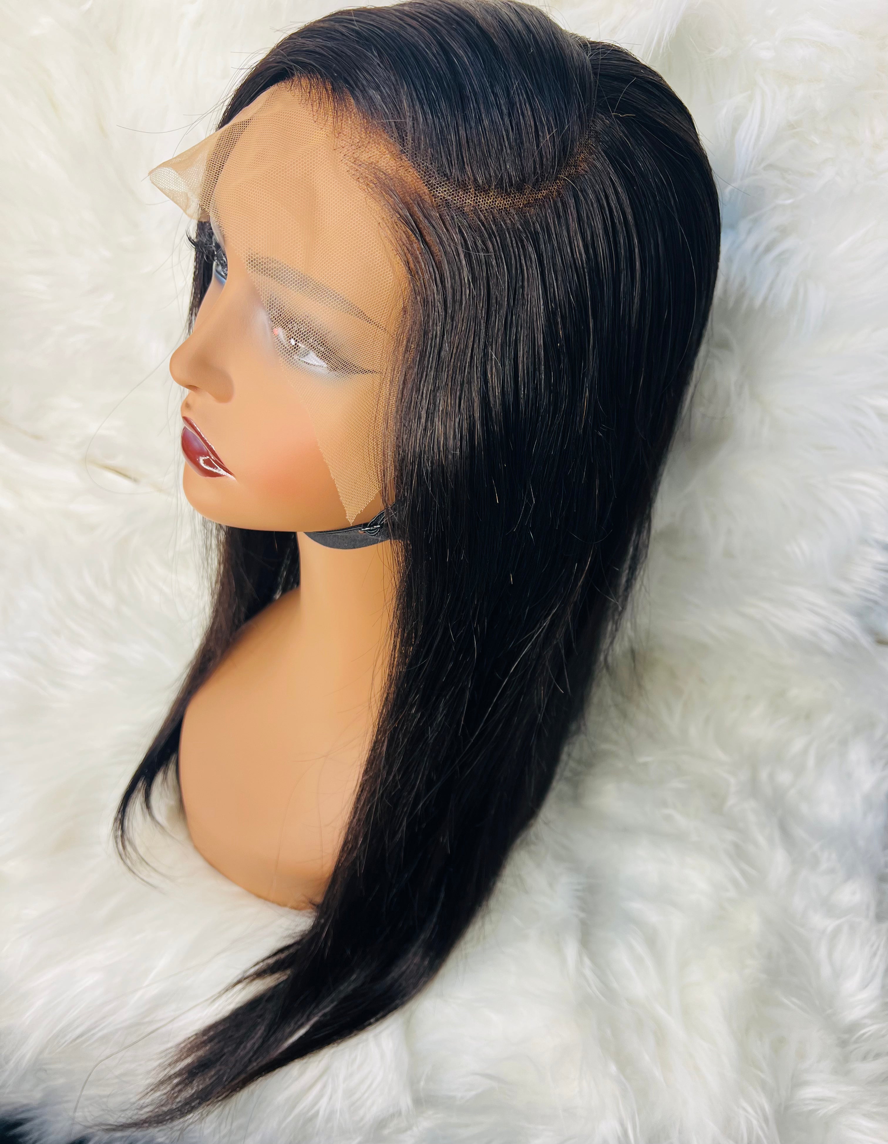 20" 7*5 Bone Straight Wig Black