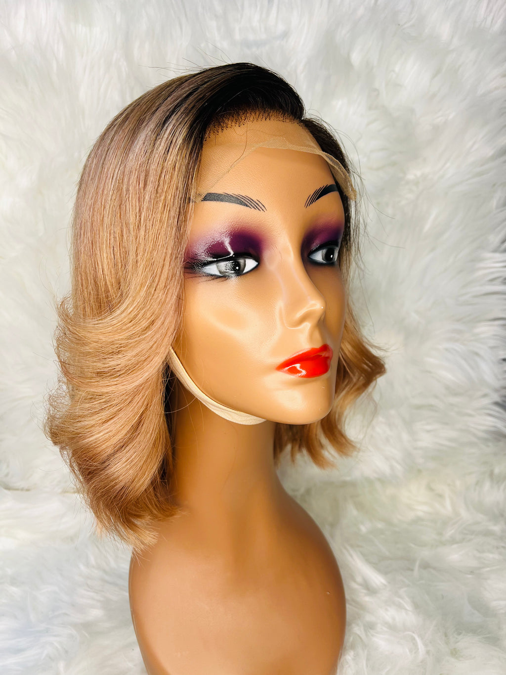 14" 5*5 Bounce Bob Wig Black/Ash Blonde