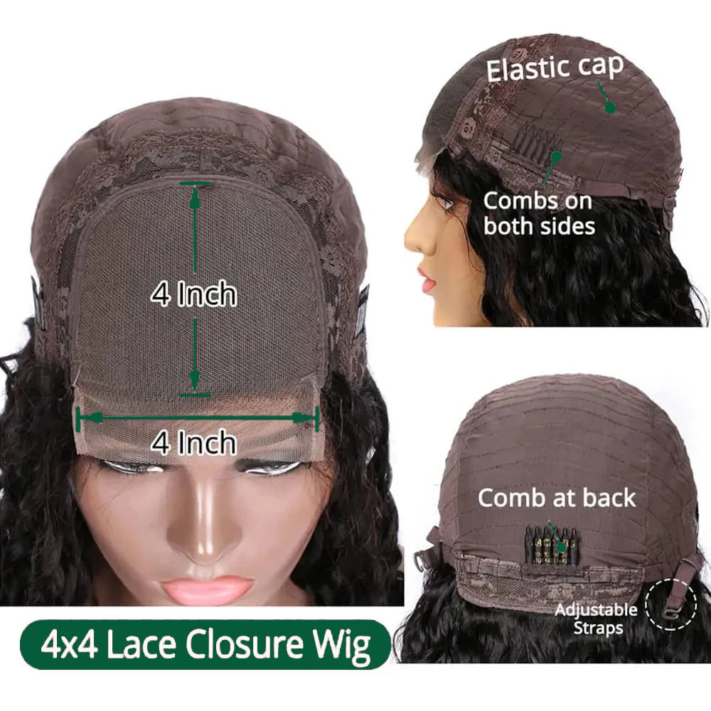 Deep Wave Bob HD Lace Wig Natural Black 13x4 & 4x4