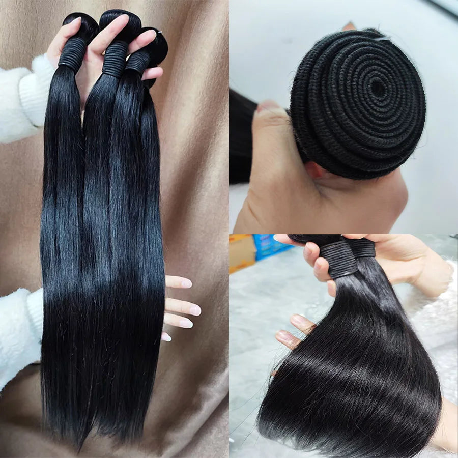 Brazilian Straight Human Hair Bundles – 10A Remy Double Drawn