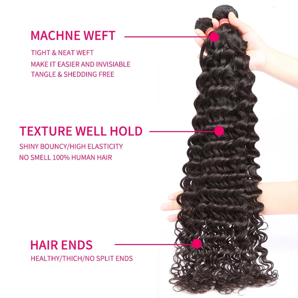 3 Bundle Premium Water Wave Human Hair Bundles 100%