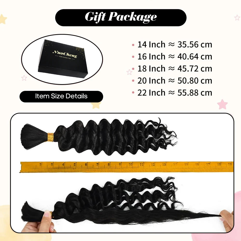 Deep Wave Braiding Hair Boho Style, Human Hair 2 Bundle