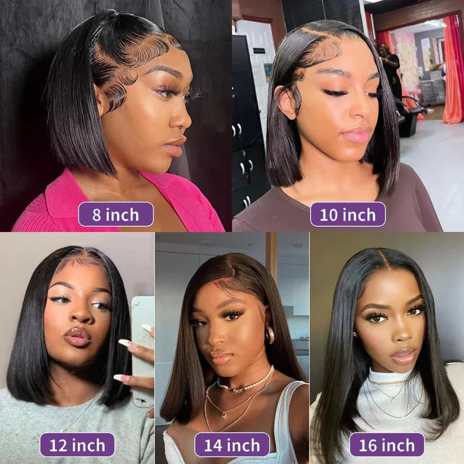 Straight Short Bob 13x4 & 4x4HD Lace Front Wig - Remy Human Hair 8"-16"