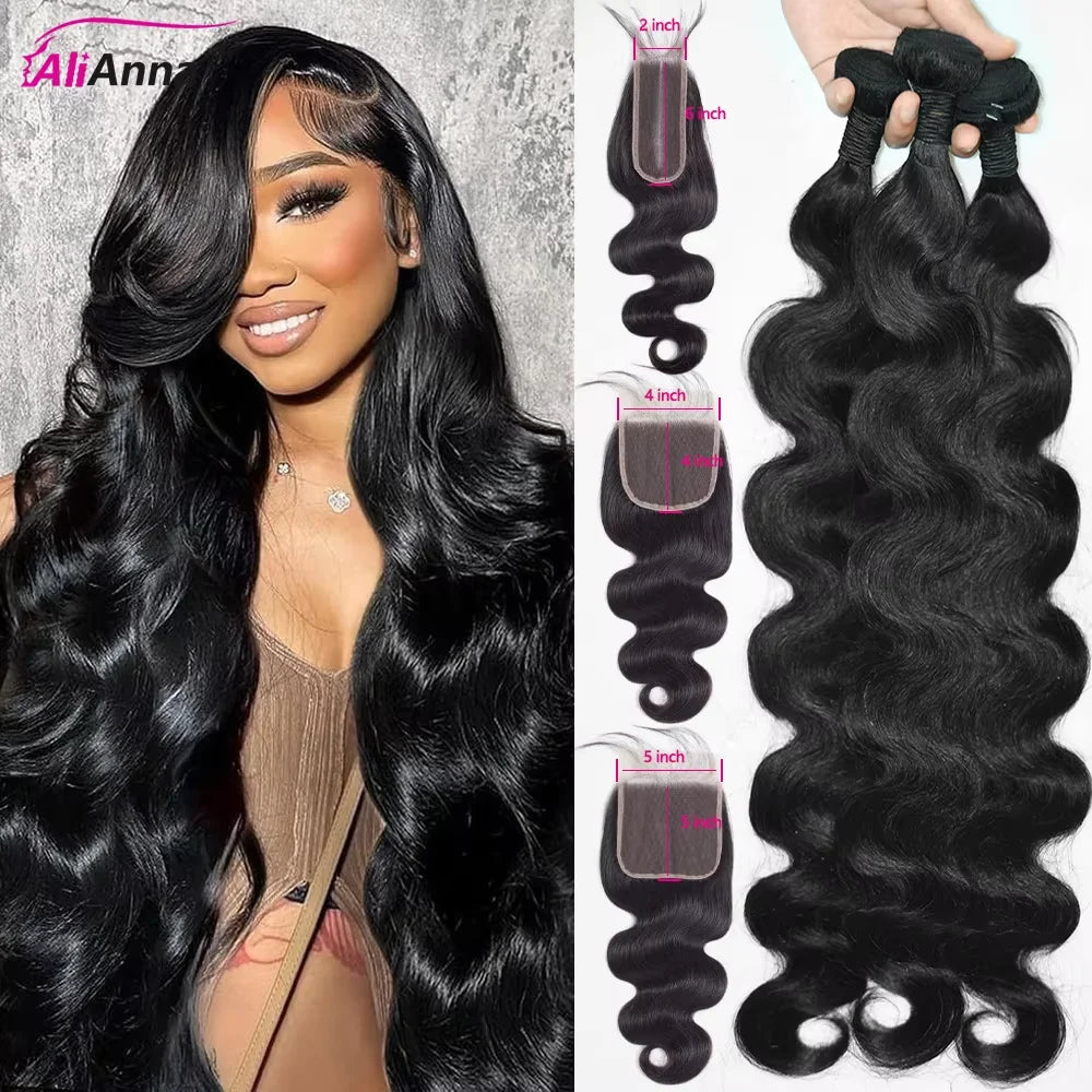 Brazilian Body Wave Human Hair Bundles with HD Lace Closure