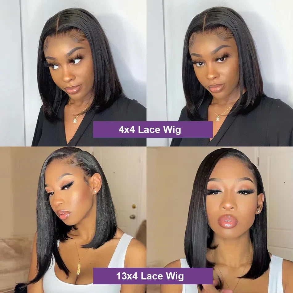 Straight Short Bob 13x4 & 4x4HD Lace Front Wig - Remy Human Hair 8"-16"