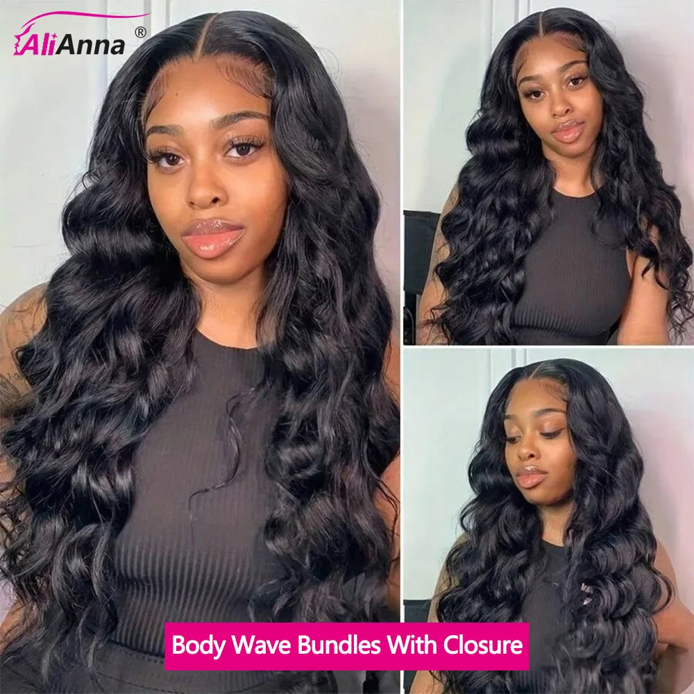 Brazilian Body Wave Human Hair Bundles with HD Lace Closure