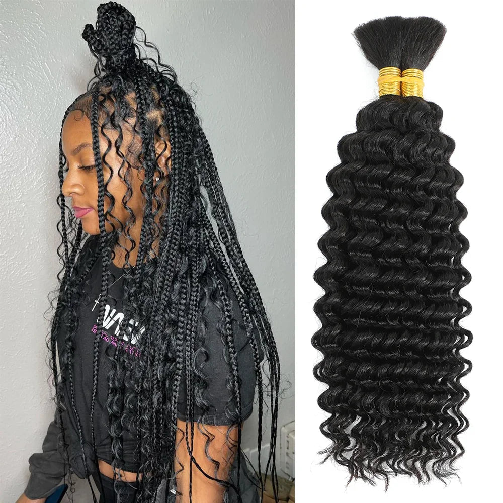 Deep Wave Braiding Hair Boho Style, Human Hair 2 Bundle
