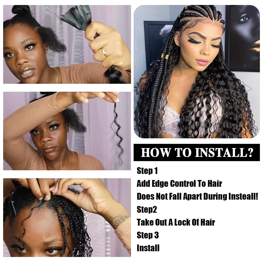 Deep Wave Braiding Hair Boho Style, Human Hair 2 Bundle