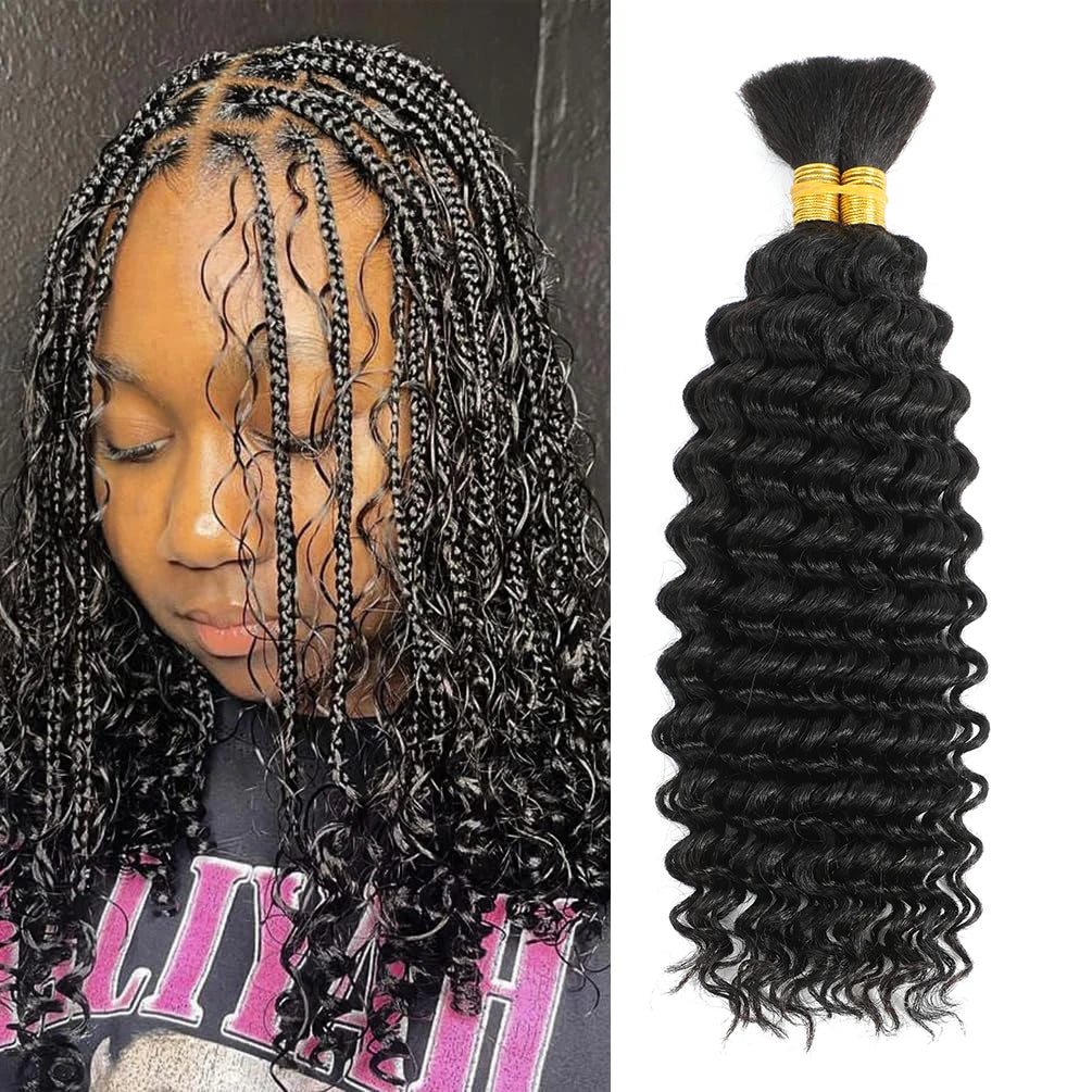 Deep Wave Braiding Hair Boho Style, Human Hair 2 Bundle