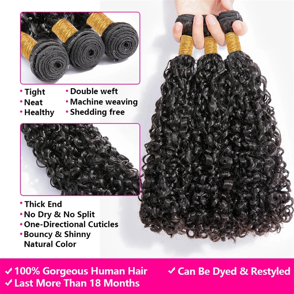 Deep Wave 3 Bundle With Closure 100% Human Hair