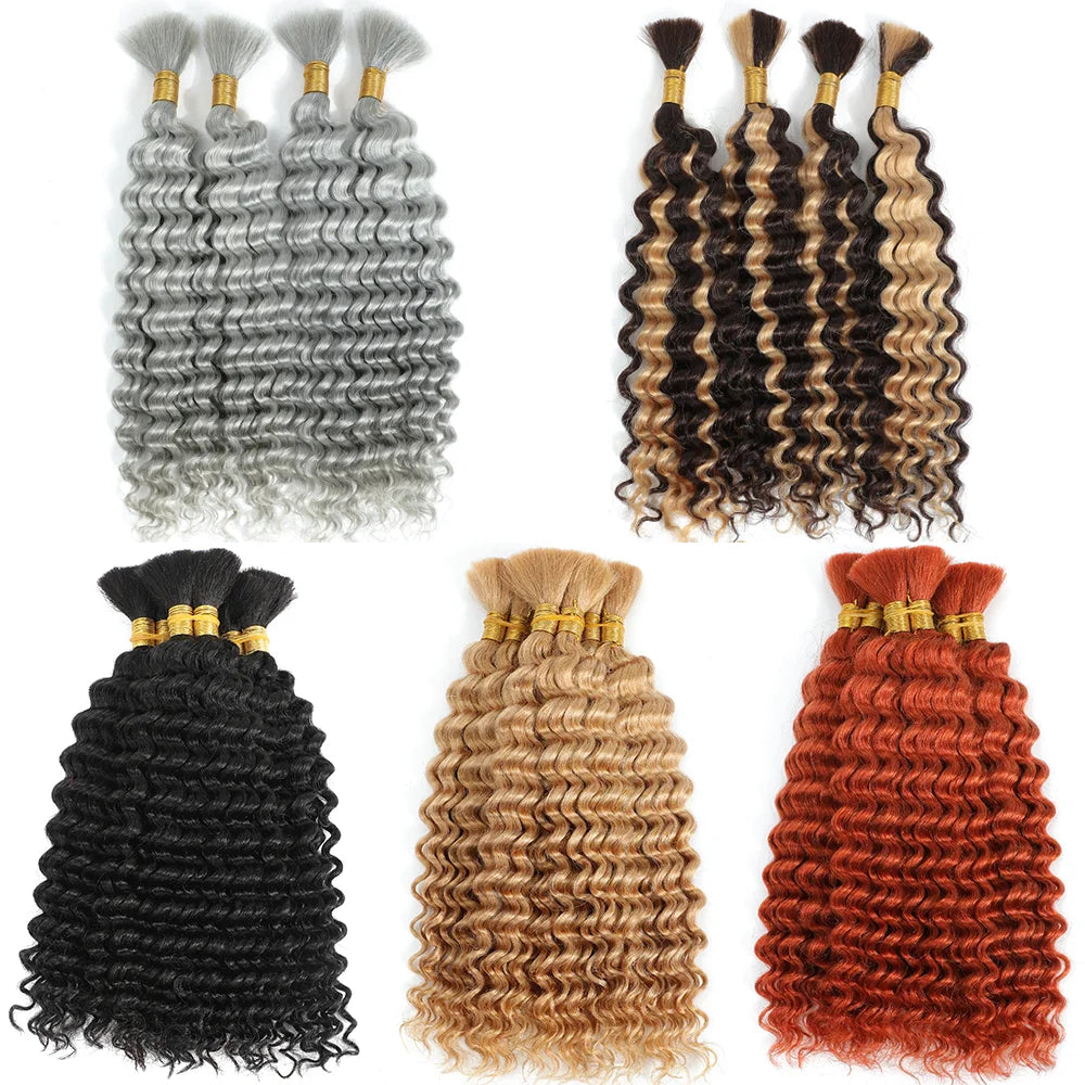 Deep Wave Braiding Hair Boho Style, Human Hair 2 Bundle
