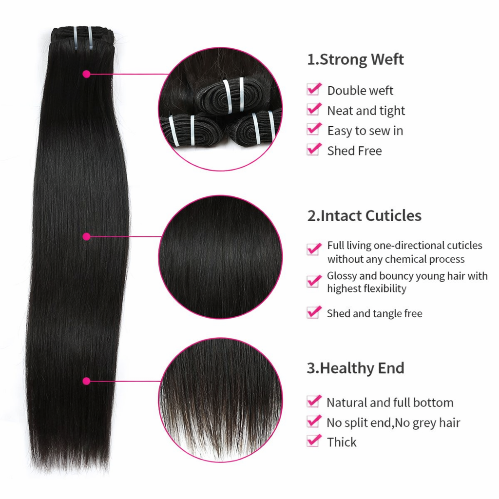 Premium 3 Bundle 15A Raw Vietnamese Straight Hair Bundles - Double Drawn Human Hair