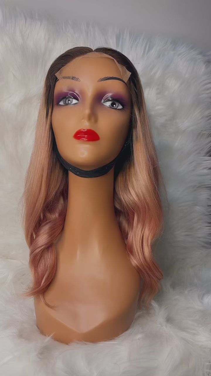 18" 5*5 Wig Black/Ash Blonde