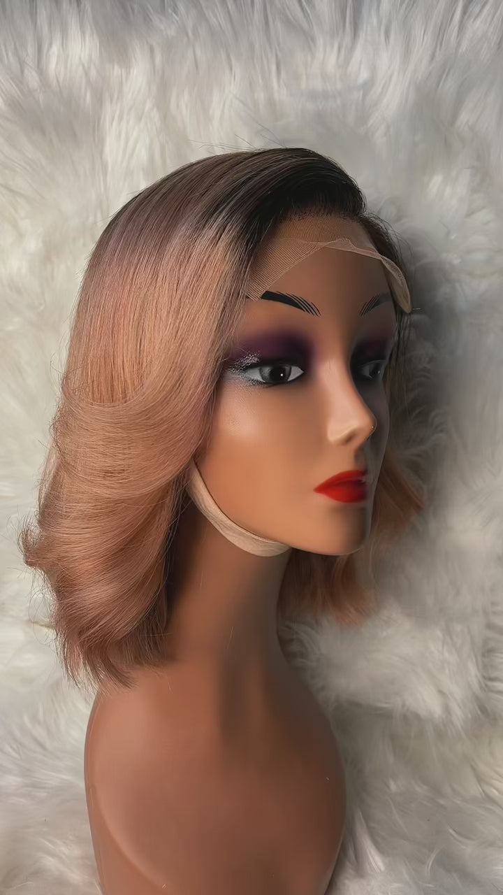14" 5*5 Bounce Bob Wig Black/Ash Blonde