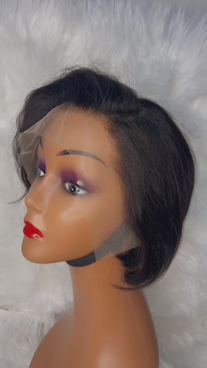 8" 13*4 Pixie Wig Black